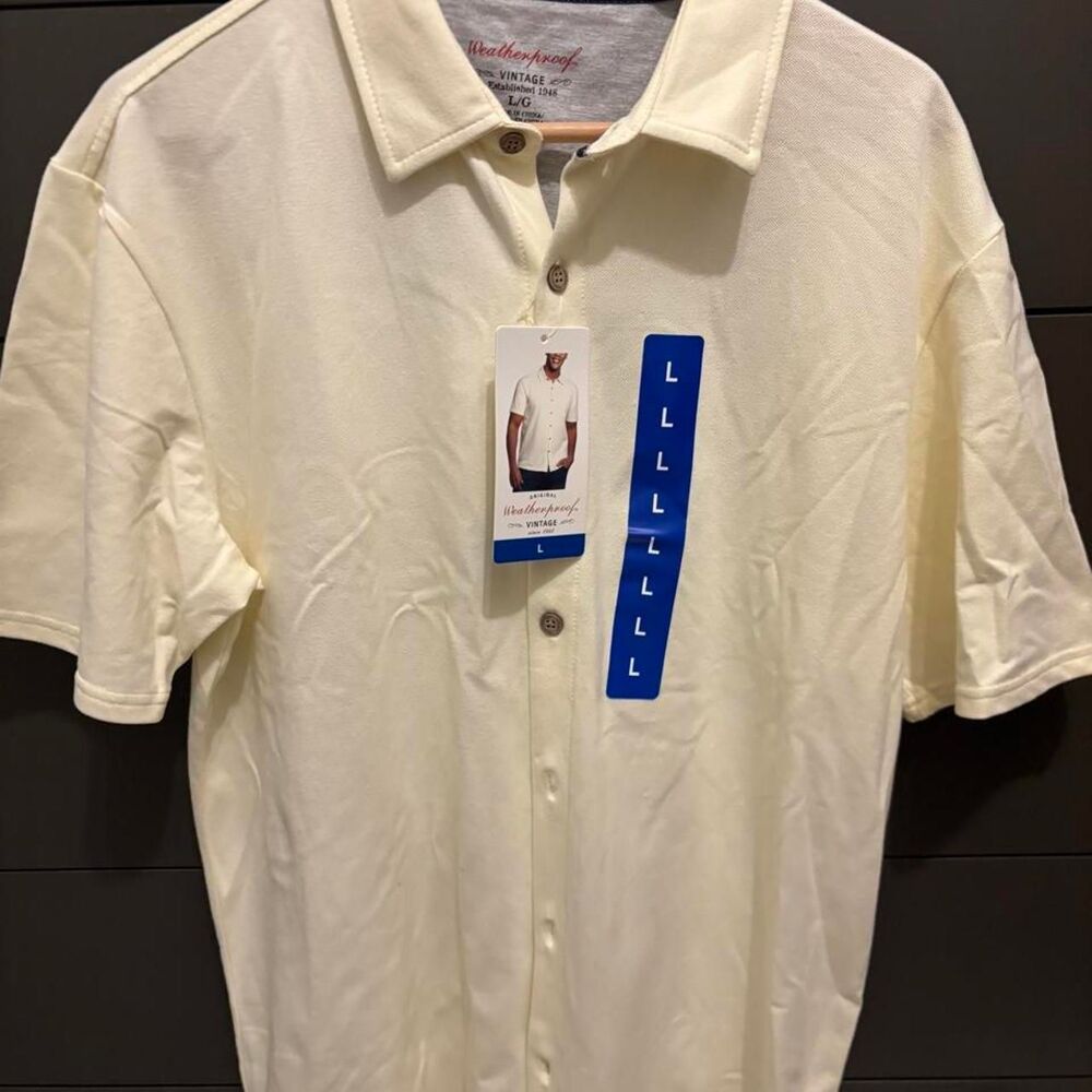 Weatherproof Men's Cream and White Shirt